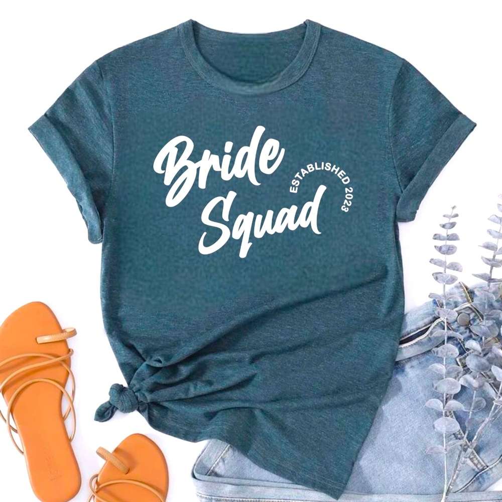 Bride Squad Established 2023 Shirts Bridal Bachelorette Party Bridesmaid Shirts